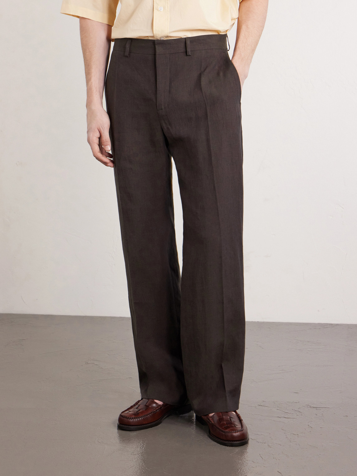 Linen Tailored Wide Trousers