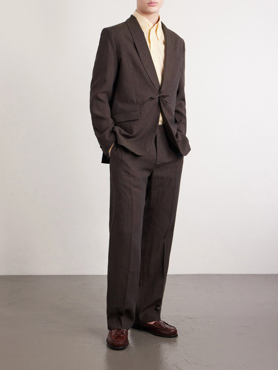 Linen Tailored Wide Trousers