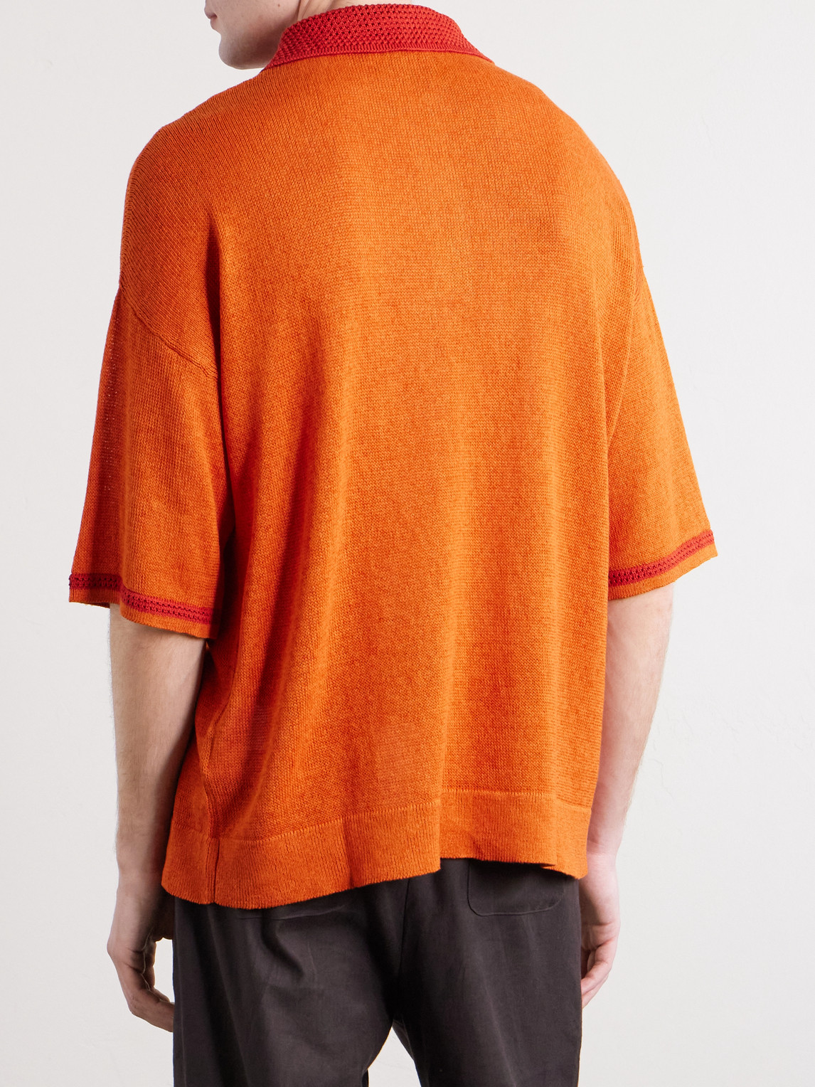 Open-Knit Organic Cotton And Linen-Blend Polo Shirt