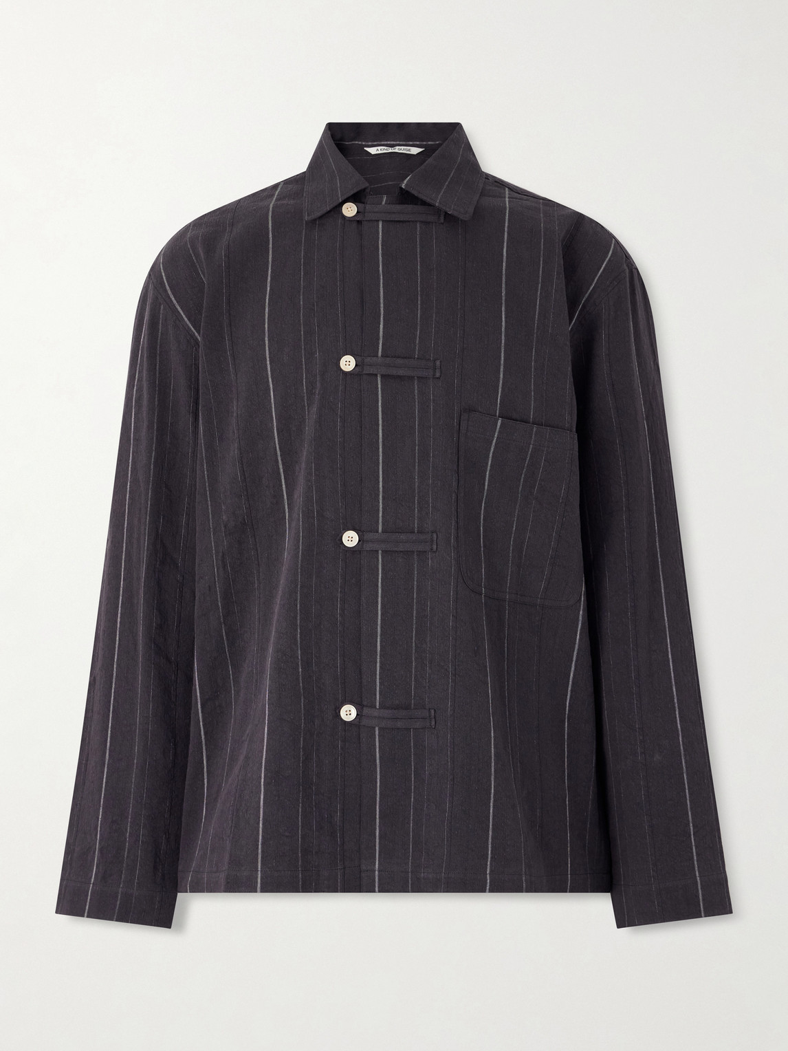 A Kind Of Guise Matara Cropped Pinstriped Cotton and Linen-Blend Overshirt - Men