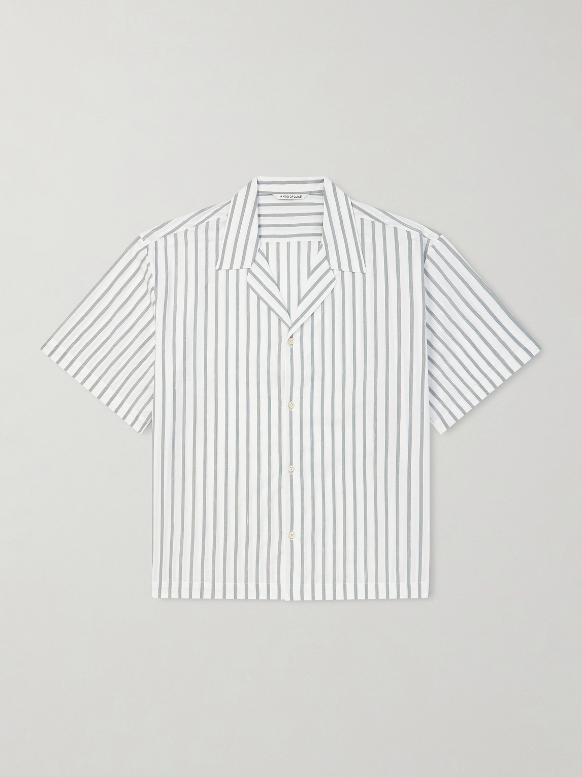 Samata Camp-Collar Striped Cotton, Silk And Linen-Blend Shirt