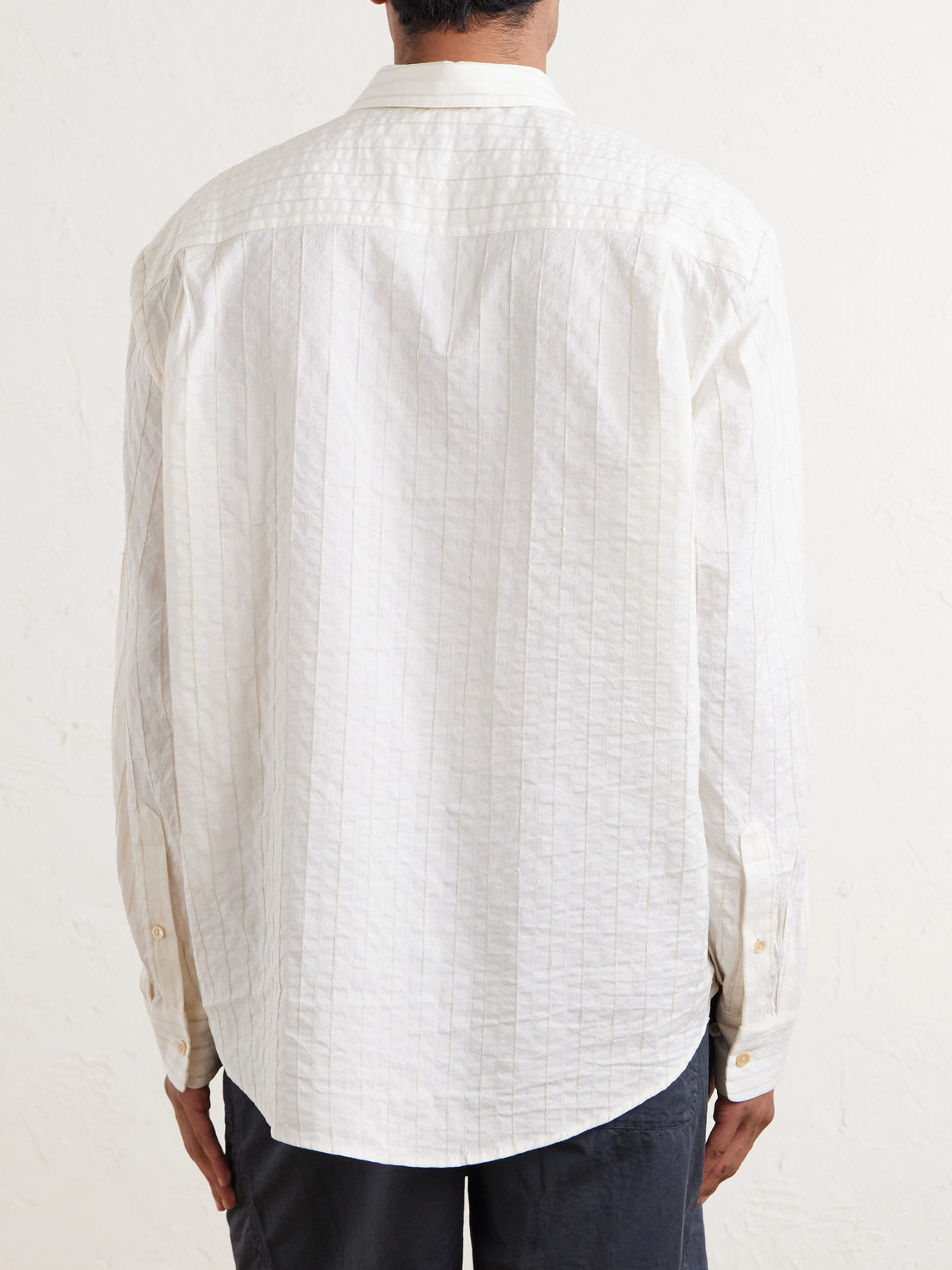 Fulvio Pinstriped Cotton, Silk And Linen-Blend Shirt