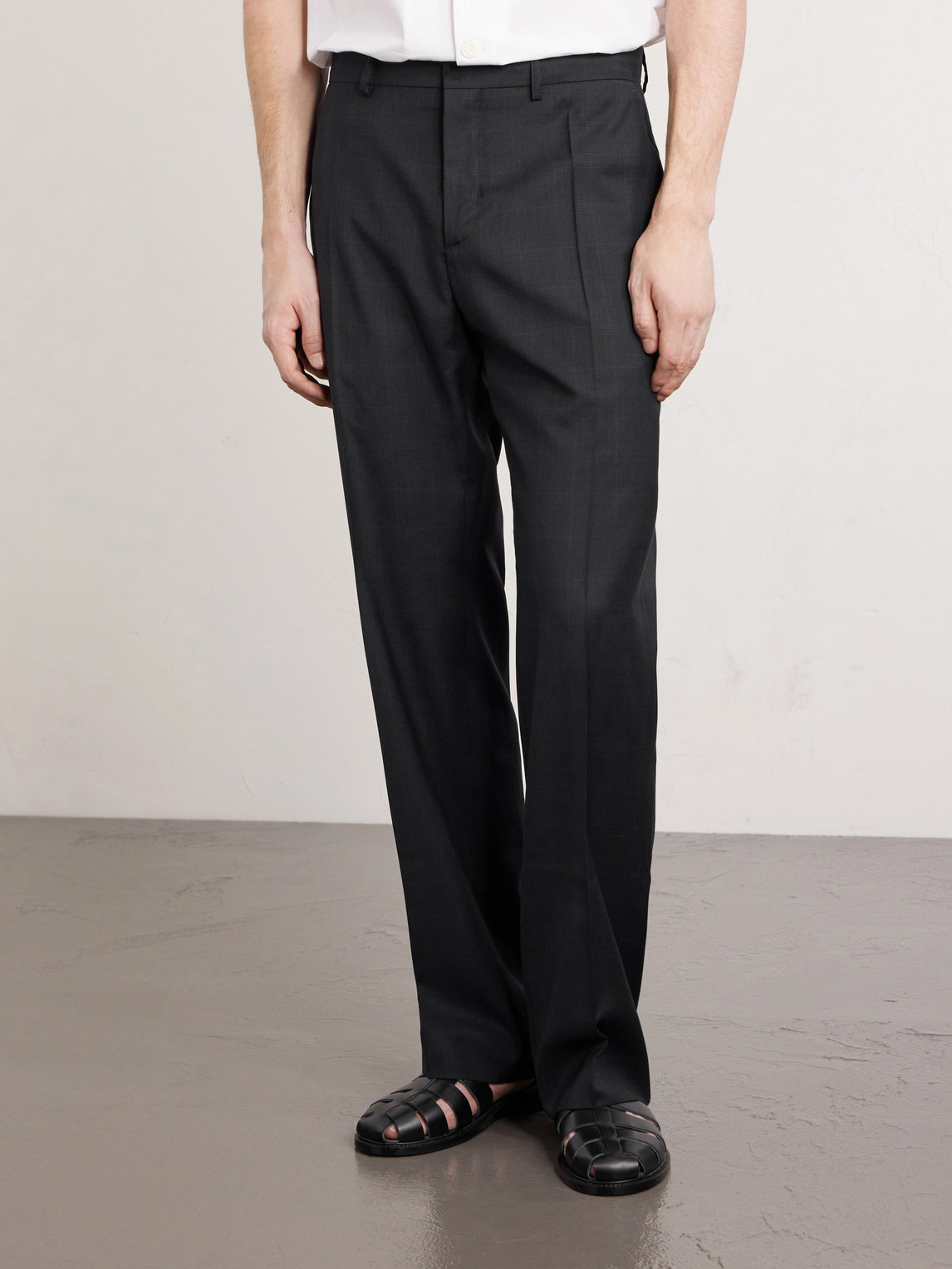 Virgin Wool Tailored Wide Trousers