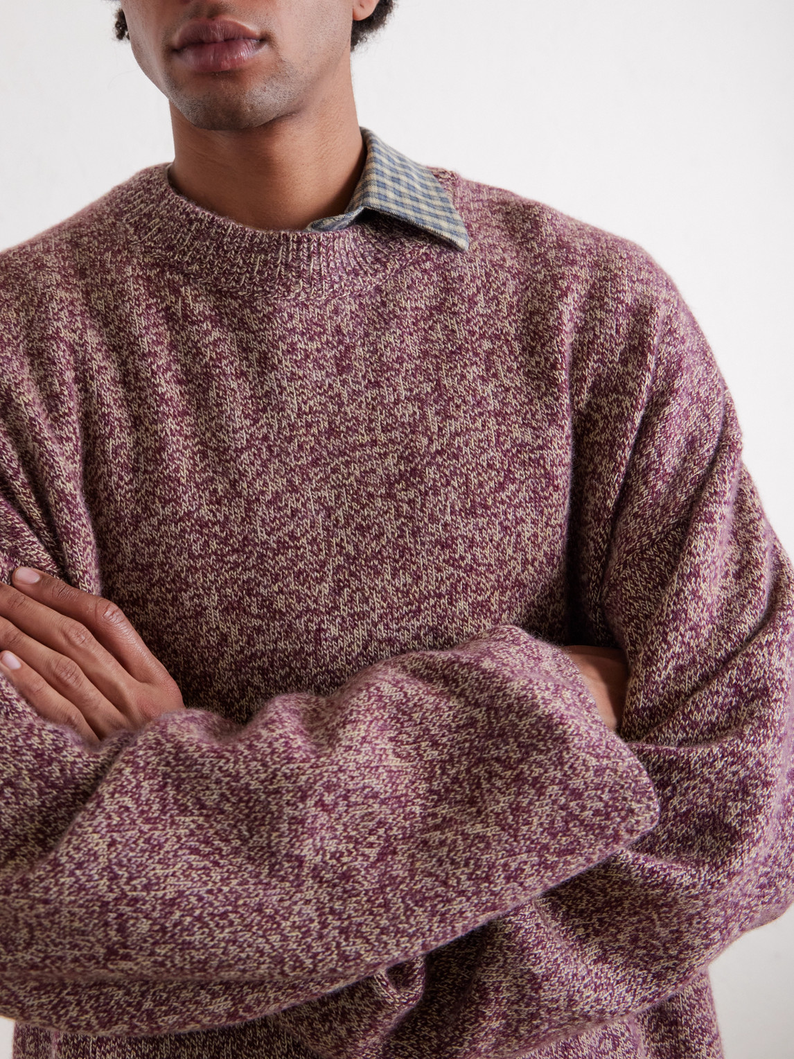  The Elder Statesman - Dume Marl Cashmere Sweater - Men - Burgundy - S 