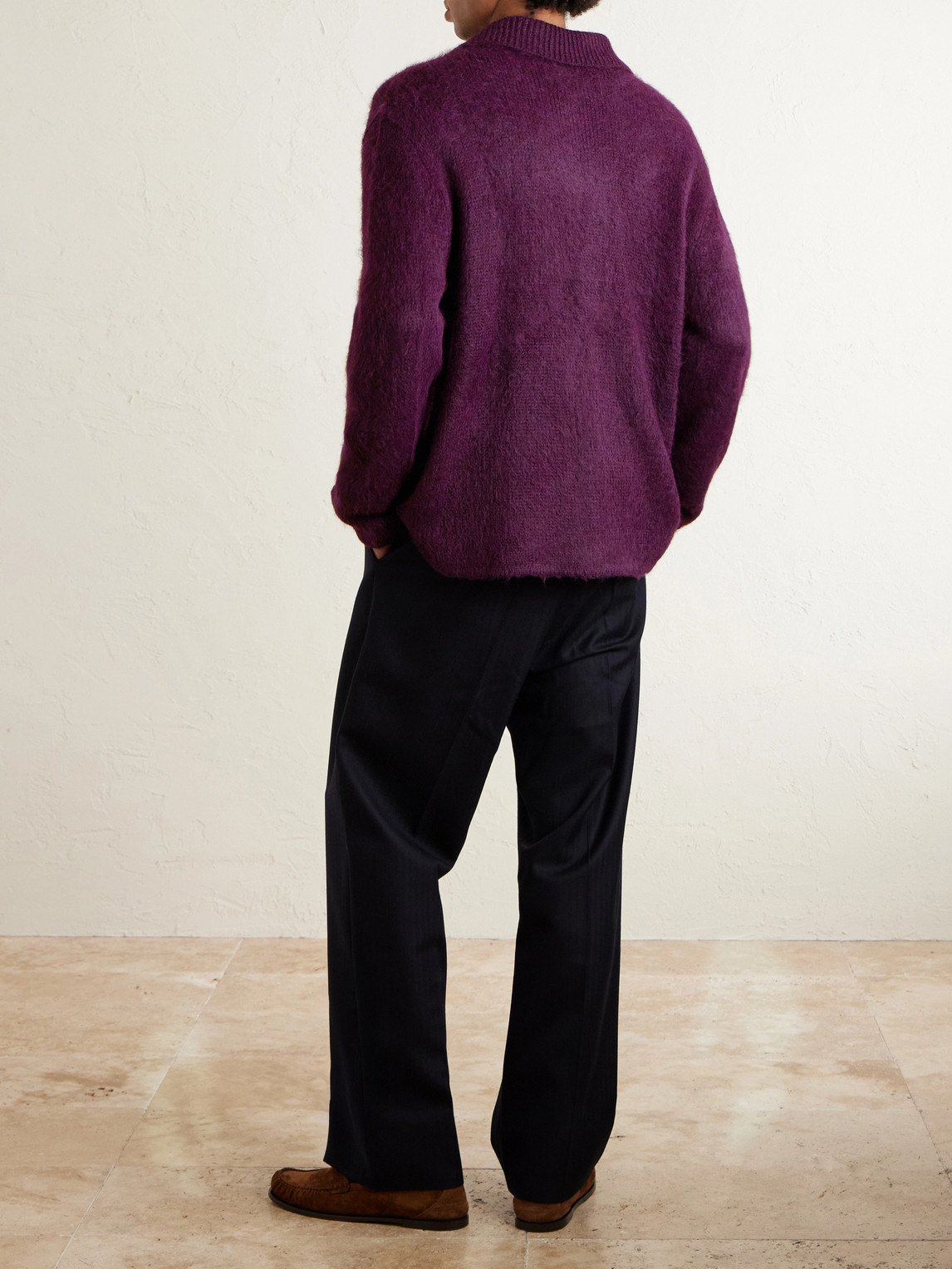 The Elder Statesman Thistle Alpaca-blend Cardigan In Burgundy