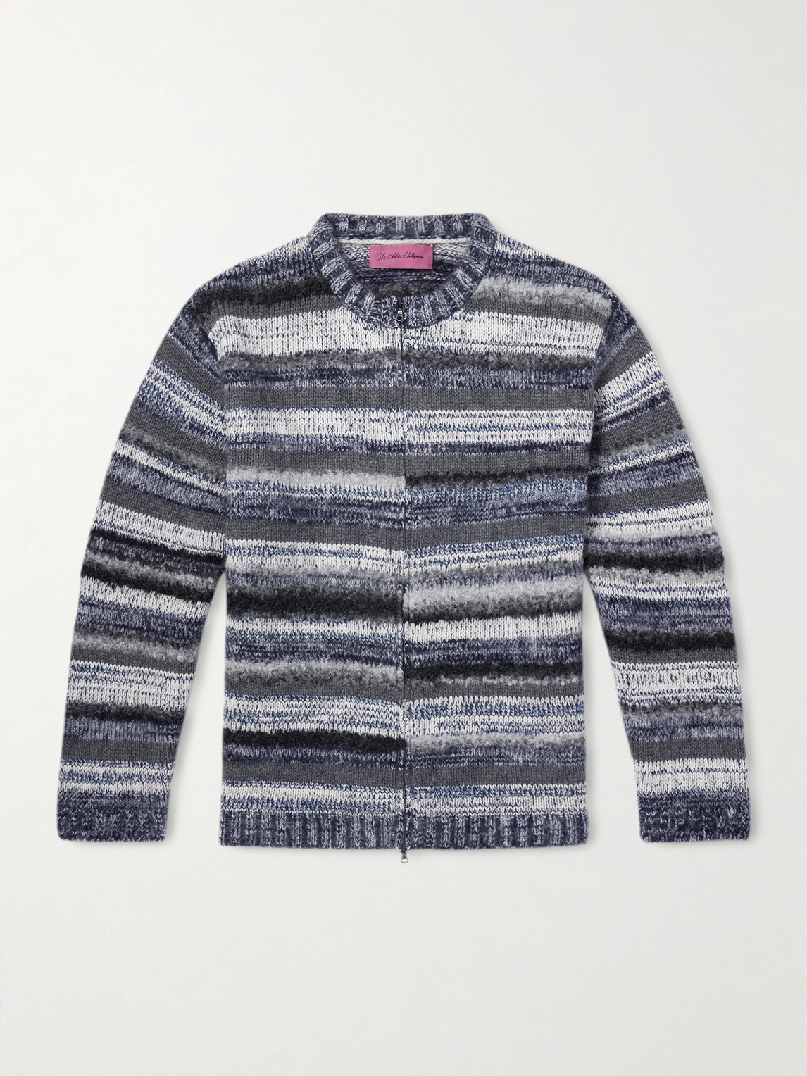 The Elder Statesman Boucle triped Cashmere-Blend Zip-Up Cardigan - Men