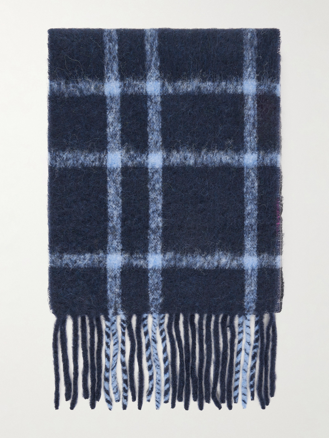The Elder Statesman Fringed Checked Alpaca-Blend Scarf - Men