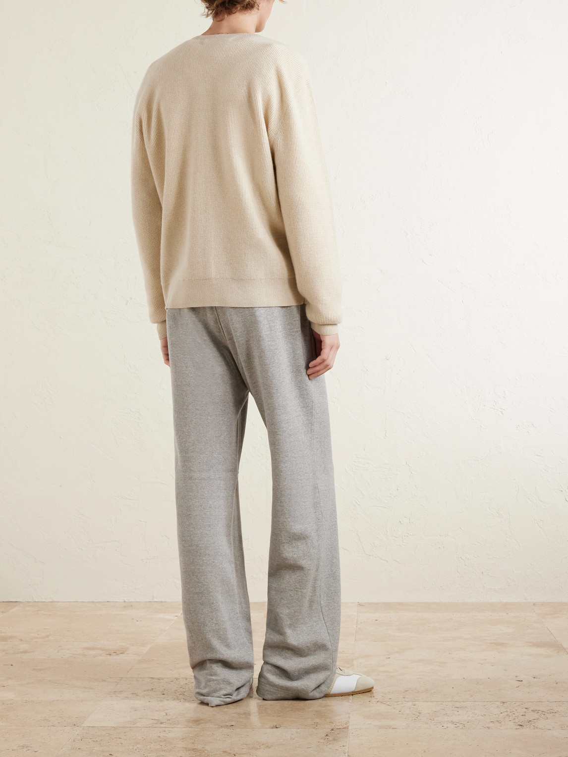 Waffle-Knit Cashmere Henley Sweater