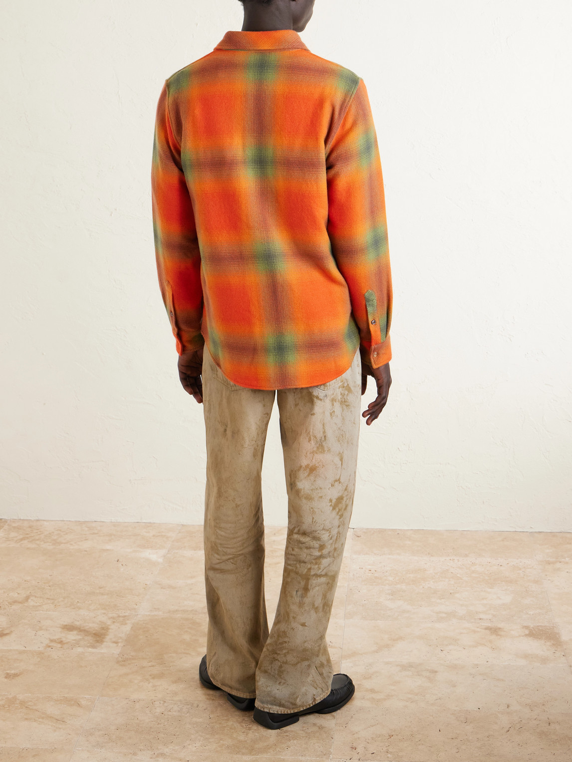  God's True Cashmere - Harley-davidson Olive Logo-embroidered Checked Cashmere-flannel Shirt - Men - Orange - S 