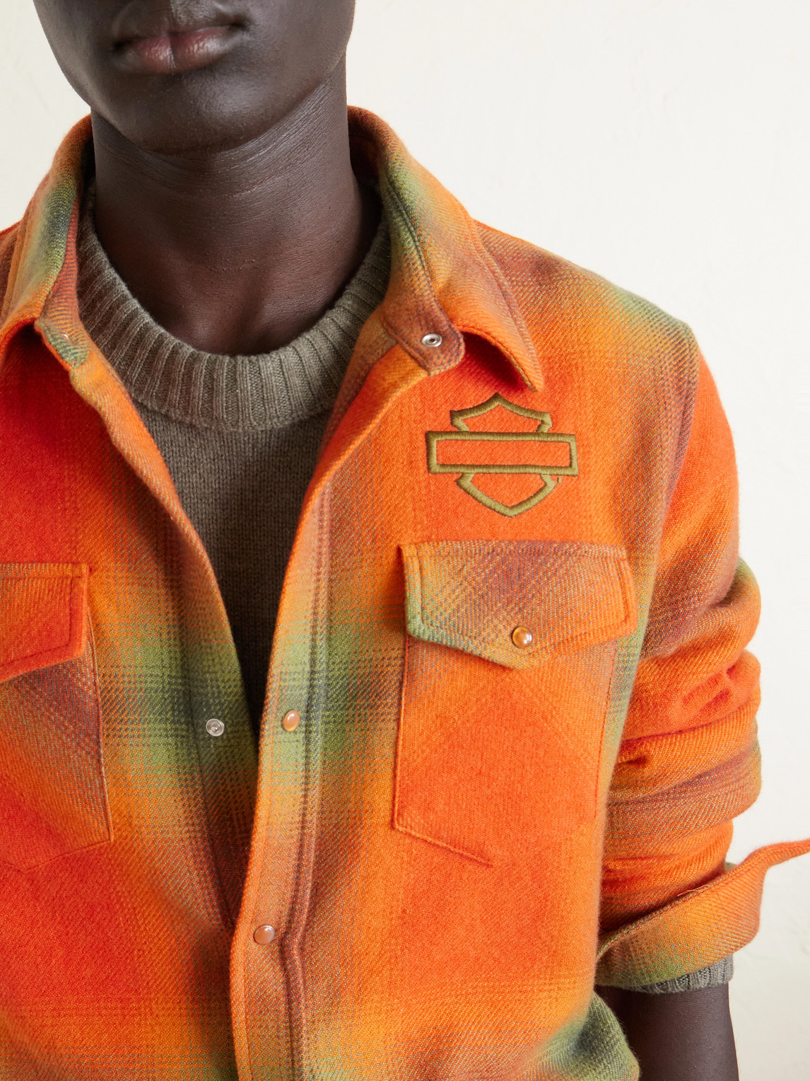 Harley-Davidson Olive Logo-Embroidered Checked