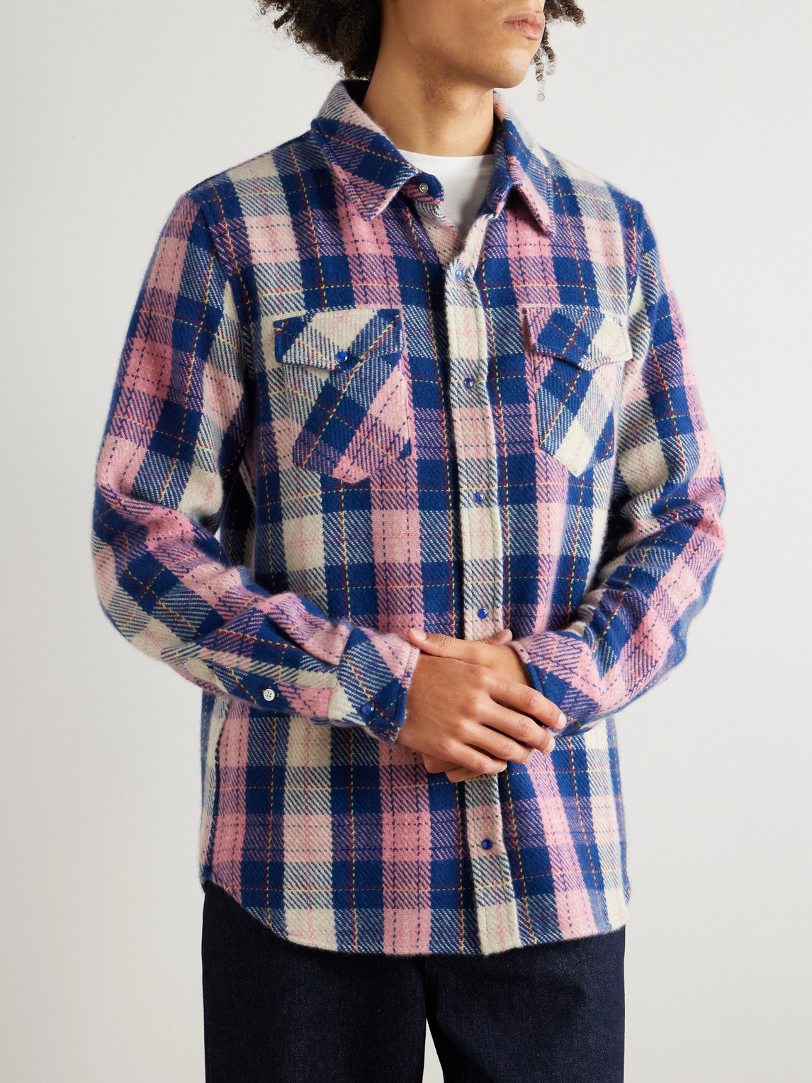  God's True Cashmere - Checked Cashmere Shirt - Men - Pink - M 