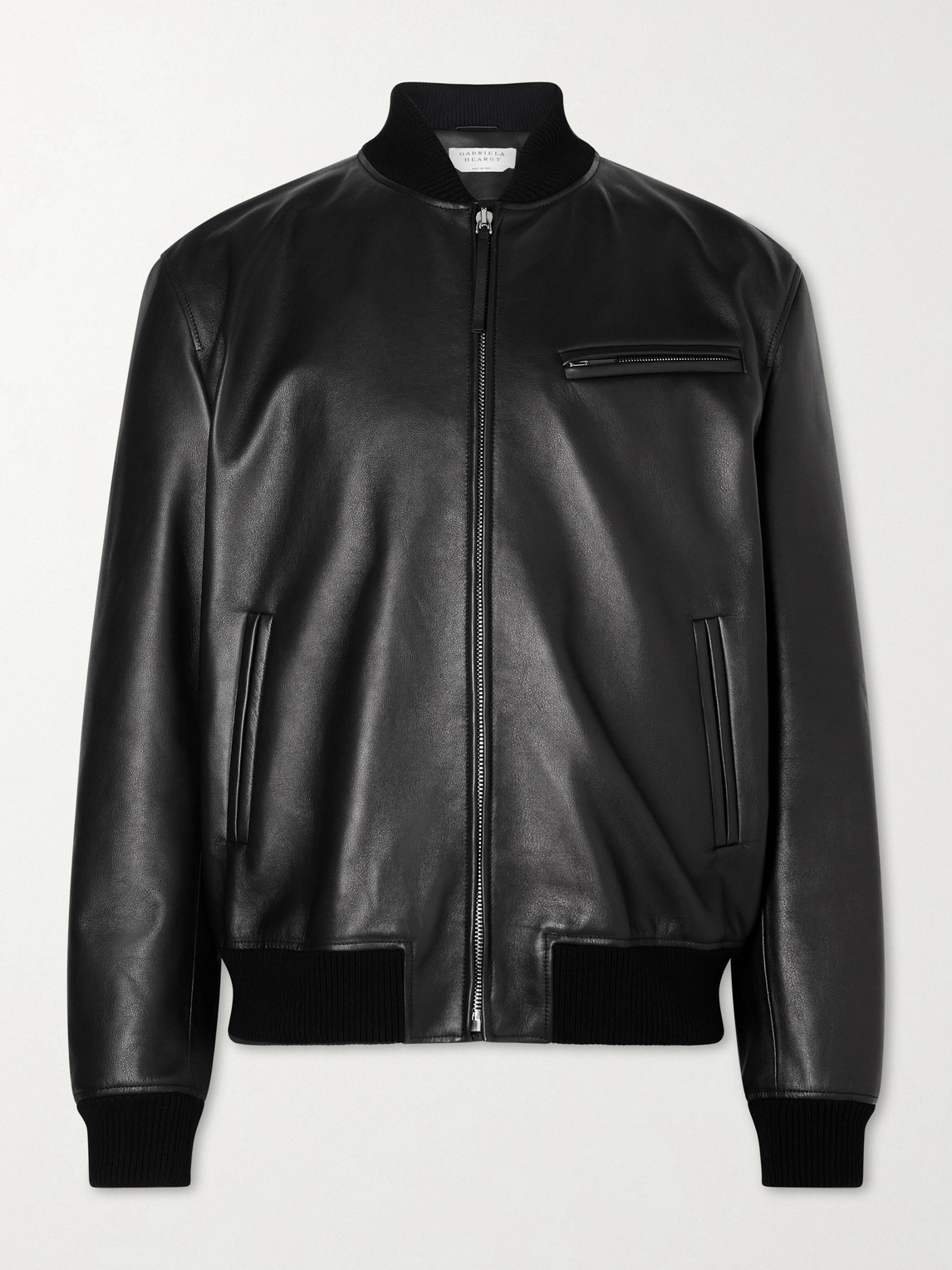 Gabriela Hearst Gregory Leather Bomber Jacket In Black