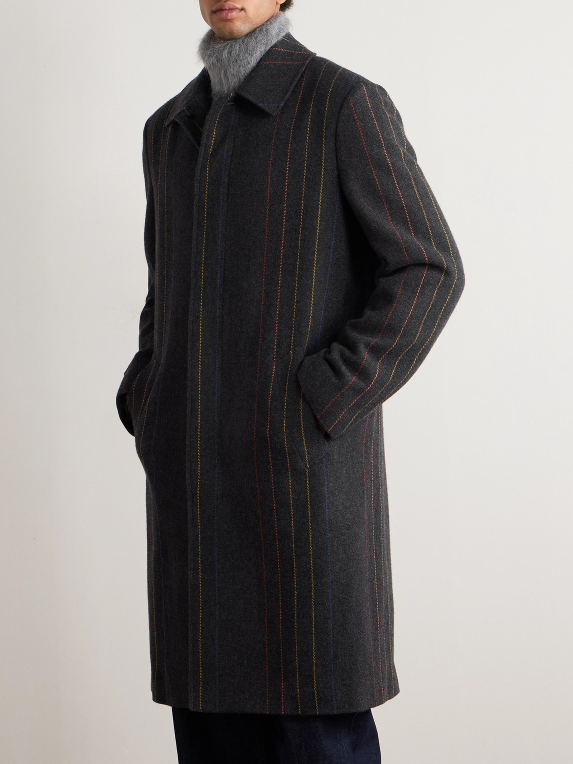 Gabriela Hearst Blake Embroidered Cashmere And Wool-blend Car Coat In Gray