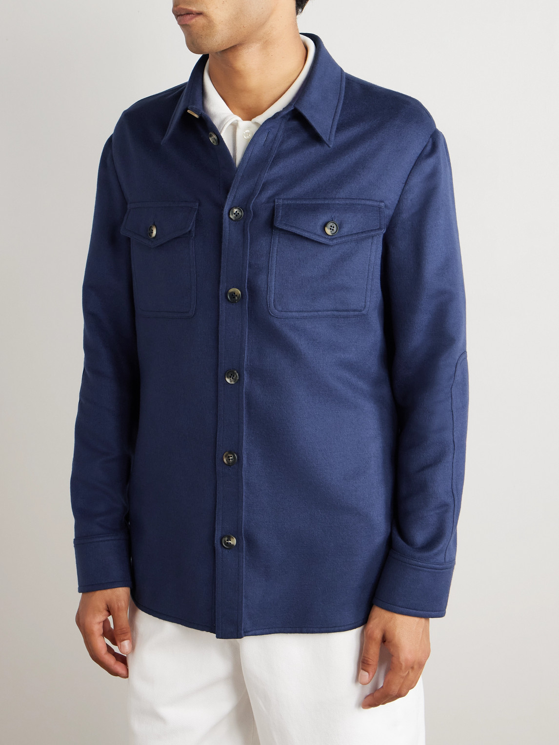 Gabriela Hearst Lucas Silk Overshirt In Blue