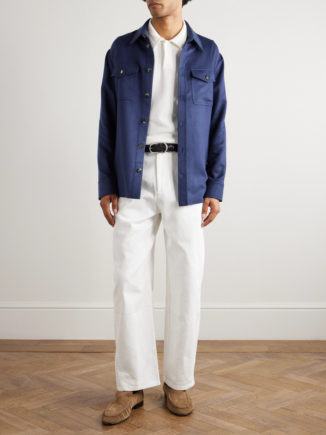 Gabriela Hearst Lucas Silk Overshirt In Blue