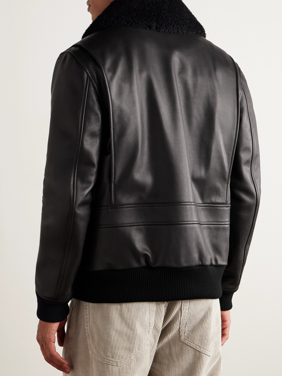 Gabriela Hearst Grant Shearling-trimmed Leather Aviator Jacket In Black