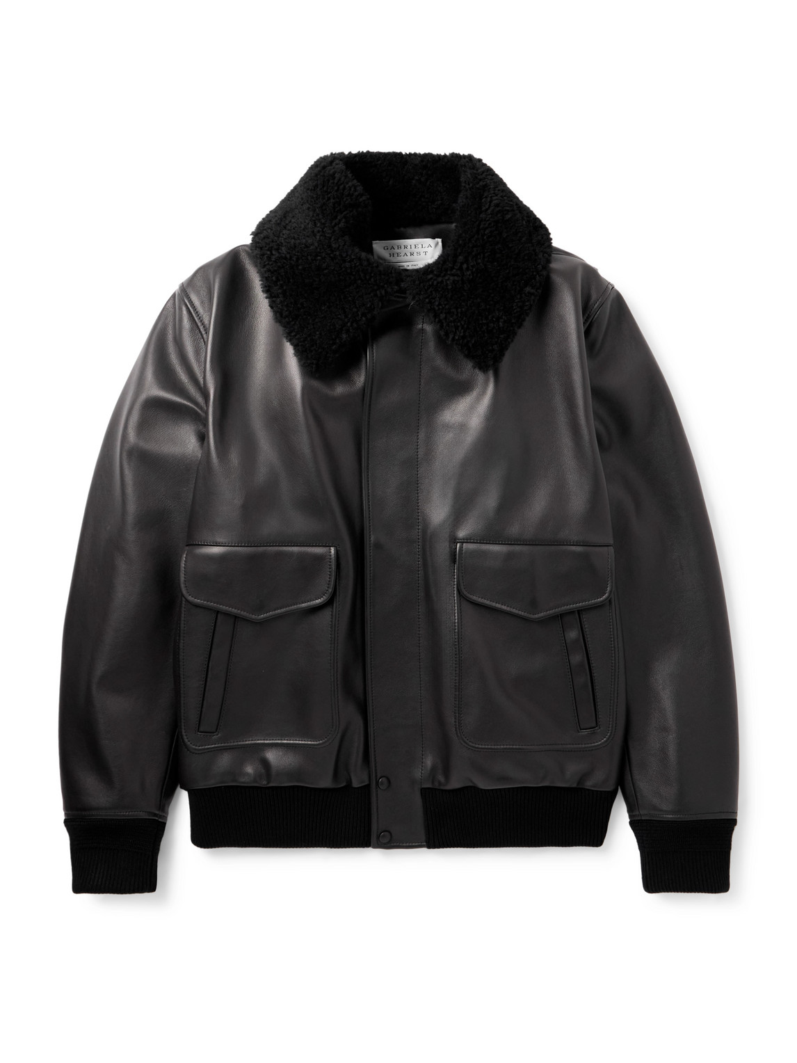 Gabriela Hearst Grant Shearling-trimmed Leather Aviator Jacket In Black
