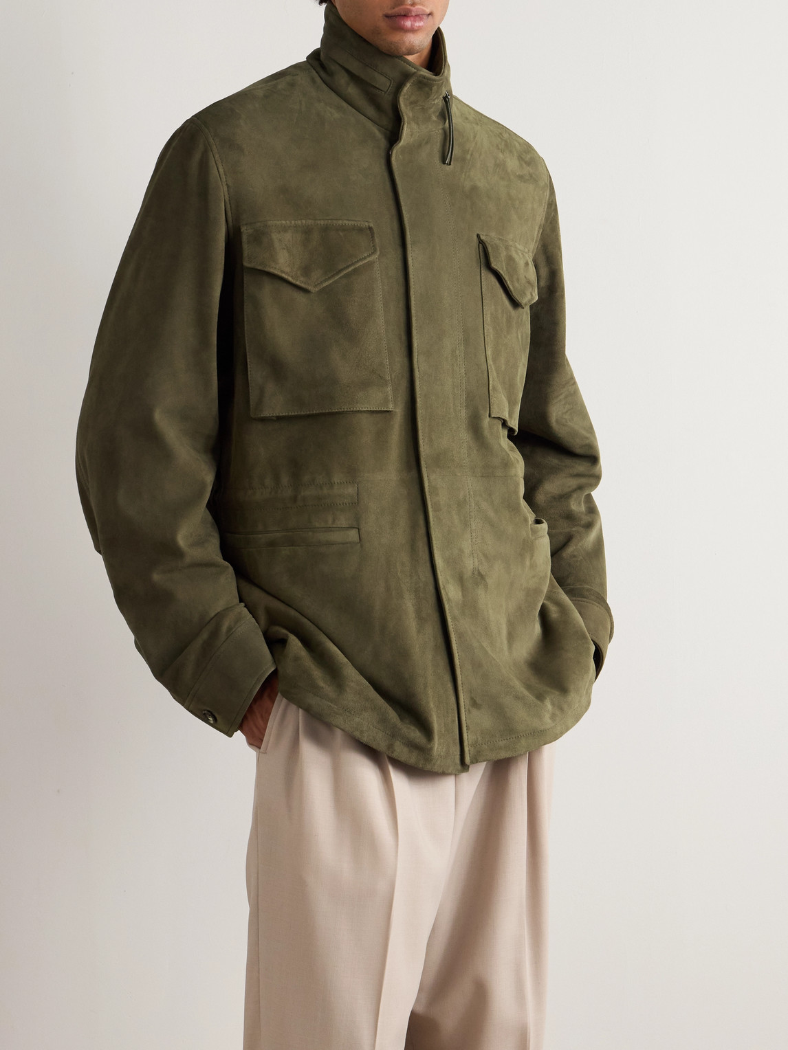 Gabriela Hearst Darwin M64 Oversized Suede Jacket In Green