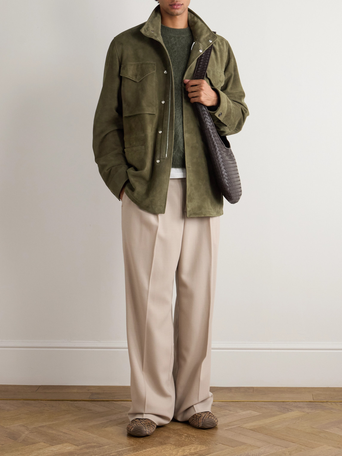 Gabriela Hearst Darwin M64 Oversized Suede Jacket In Green