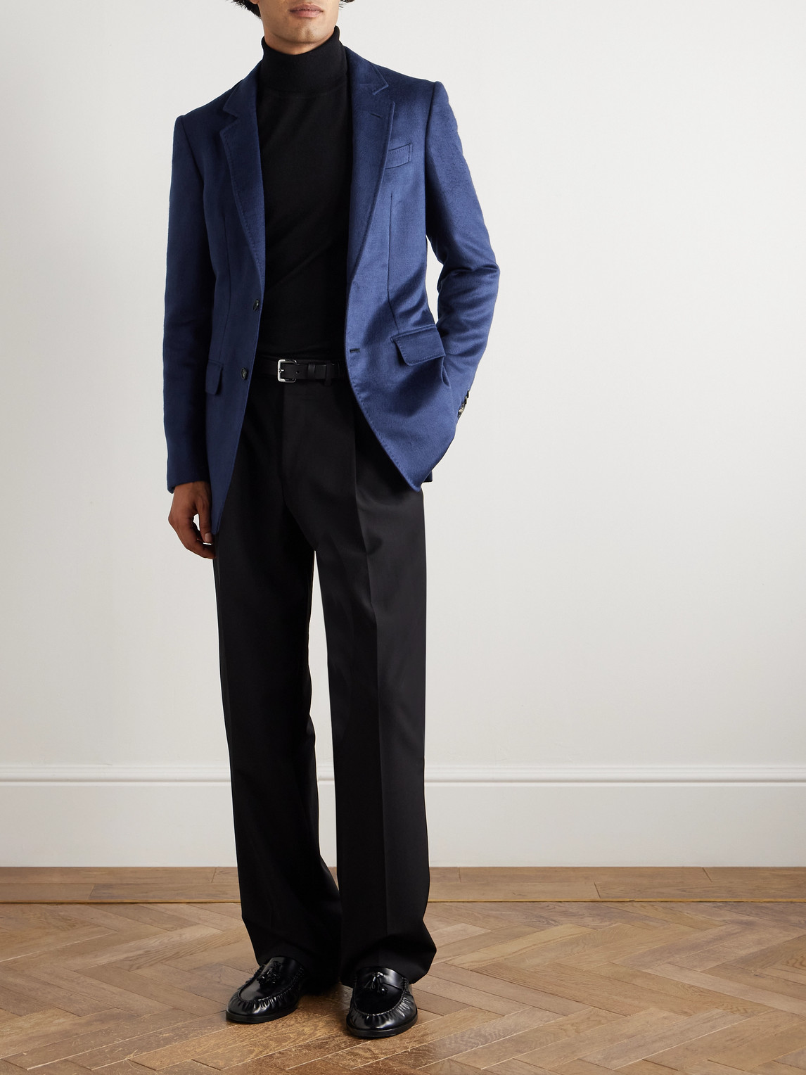 Gabriela Hearst Irving Slim-fit Silk-felt Blazer In Blue