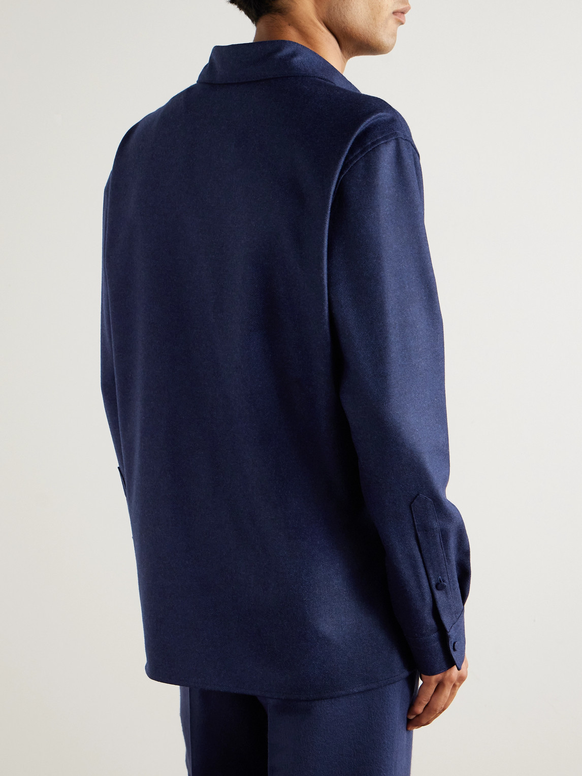 Gabriela Hearst Abbe Wool And Cashmere-blend Twill Shirt In Blue