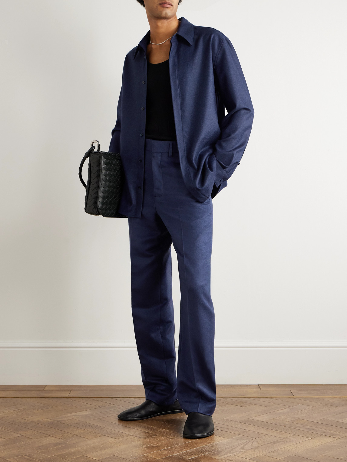 Gabriela Hearst Abbe Wool And Cashmere-blend Twill Shirt In Blue