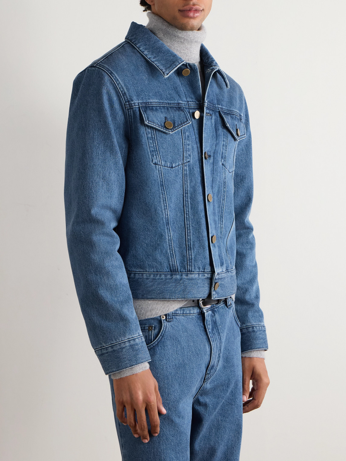 Gabriela Hearst Barry Slim-fit Denim Trucker Jacket In Blue