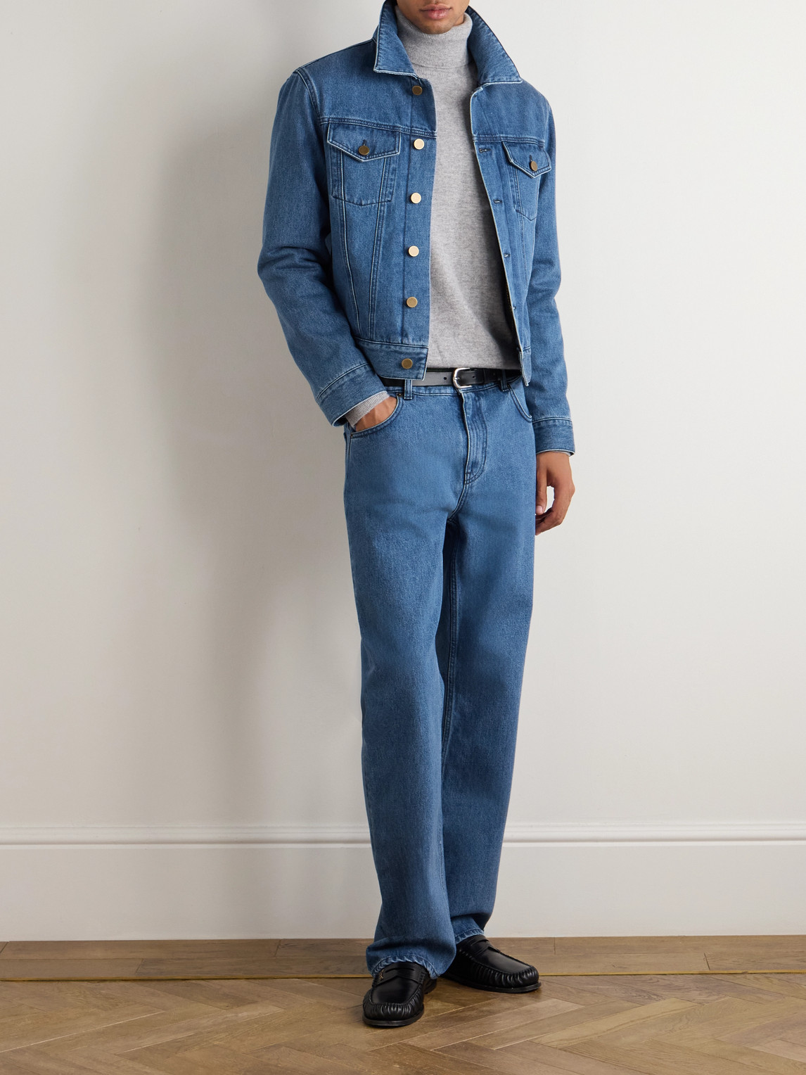 Gabriela Hearst Barry Slim-fit Denim Trucker Jacket In Blue