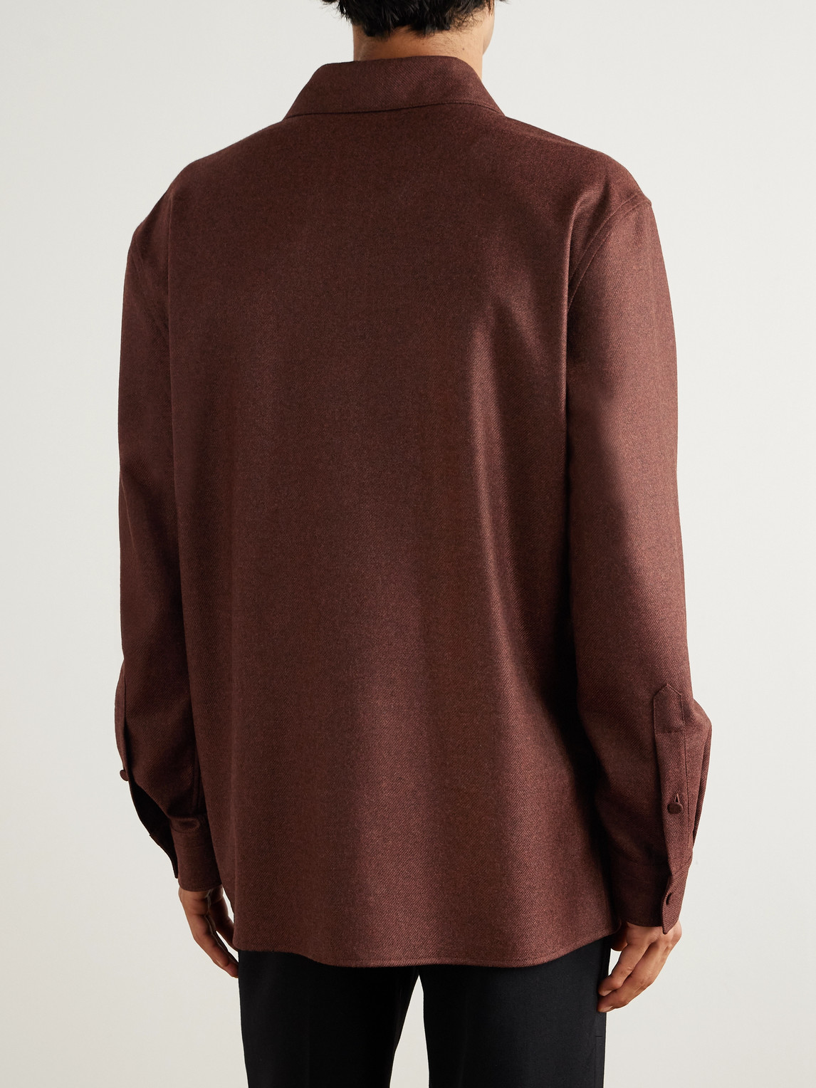 Gabriela Hearst Abbe Wool And Cashmere-blend Twill Shirt In Burgundy