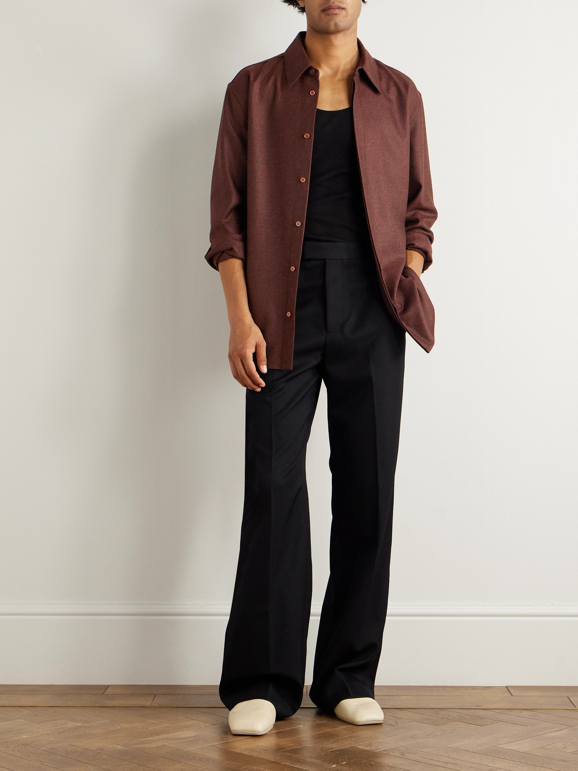 Gabriela Hearst Abbe Wool And Cashmere-blend Twill Shirt In Burgundy