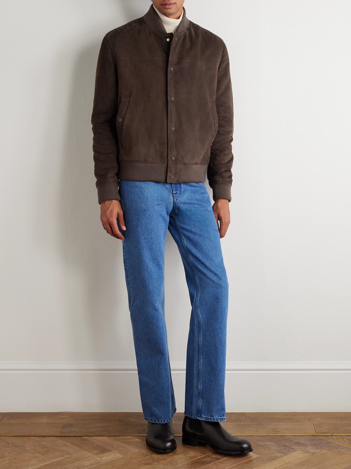 Gabriela Hearst Greg Slim-fit Padded Suede Bomber Jacket In Brown