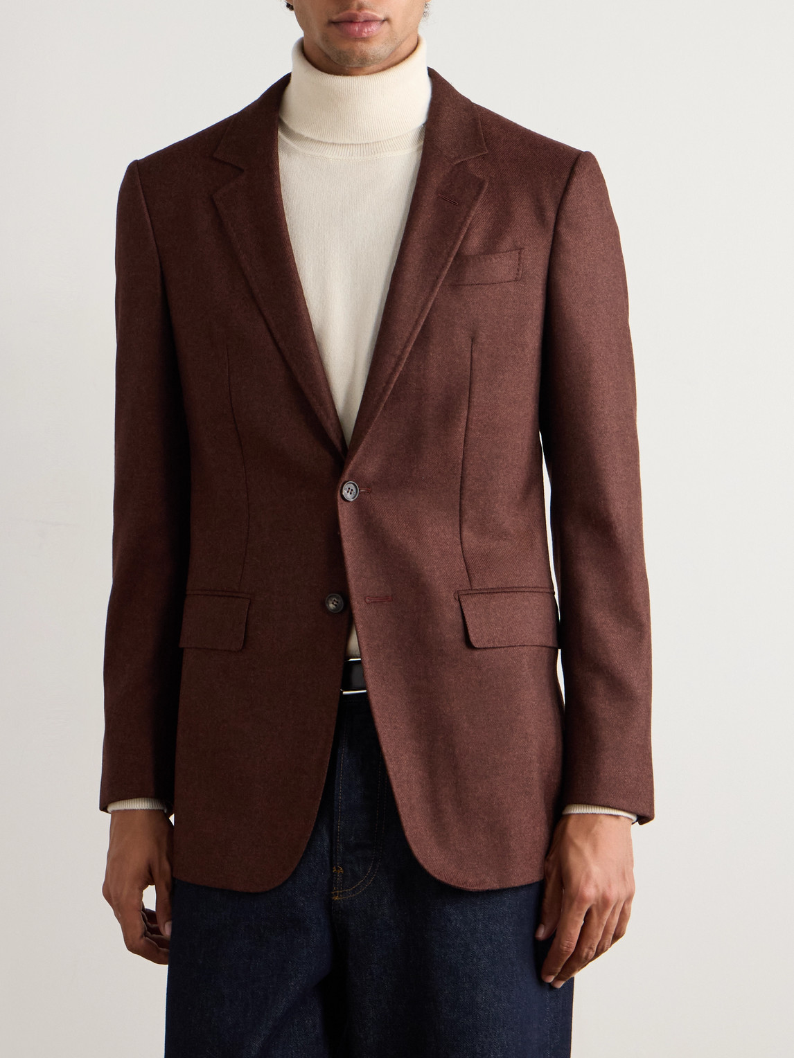 Gabriela Hearst Irving Wool And Cashmere-blend Flannel Suit Jacket In Red