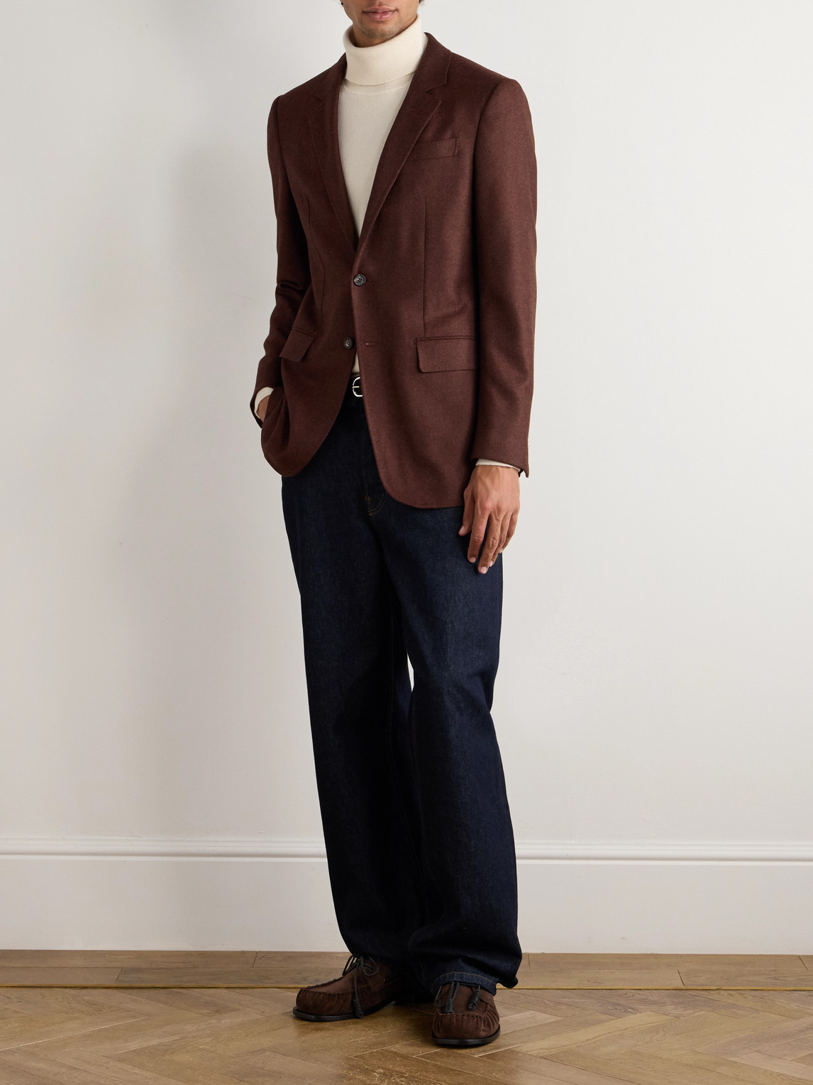 Gabriela Hearst Irving Wool And Cashmere-blend Flannel Suit Jacket In Red