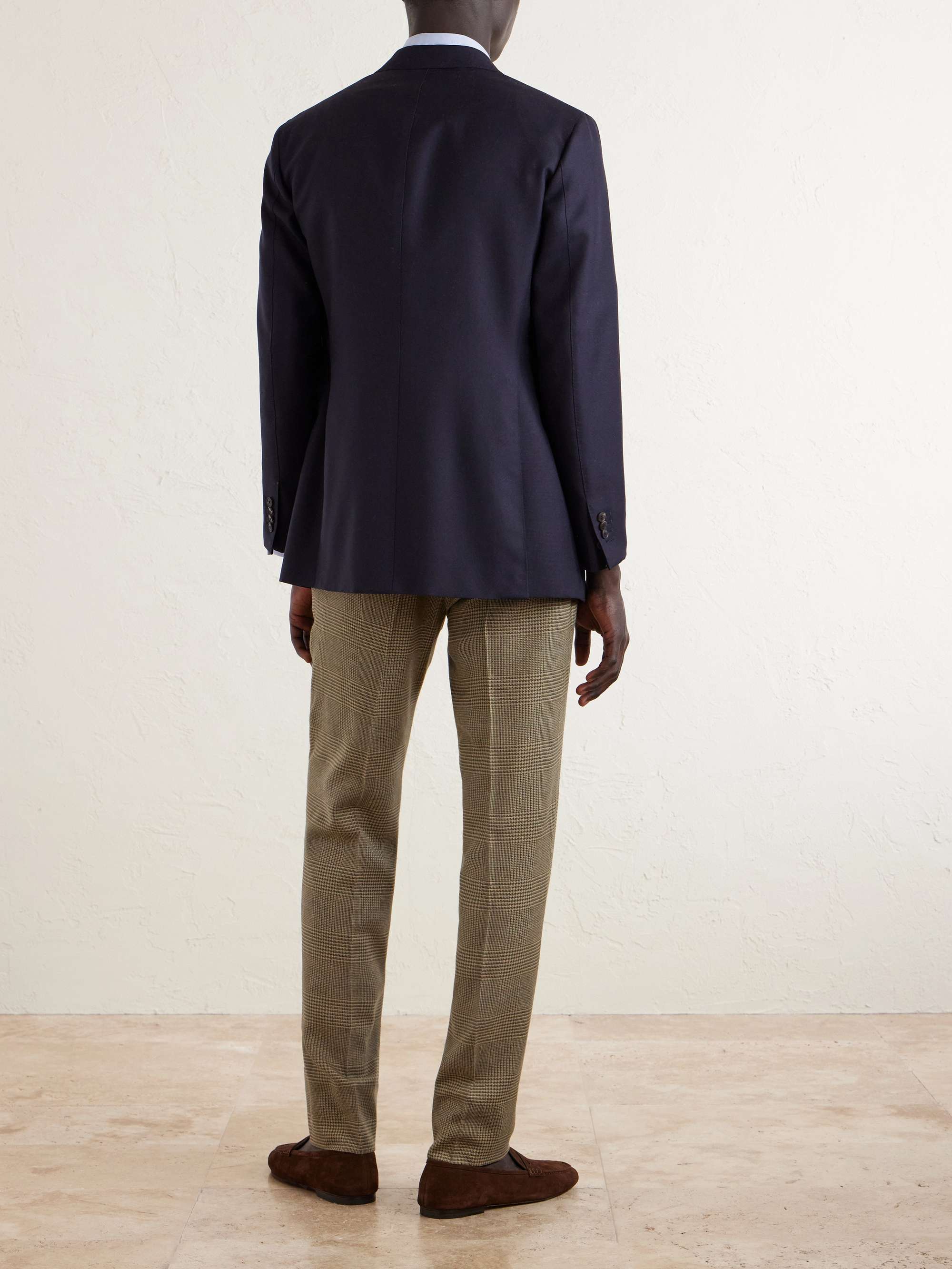 RALPH LAUREN PURPLE LABEL Straight-Leg Checked Silk, Wool and
