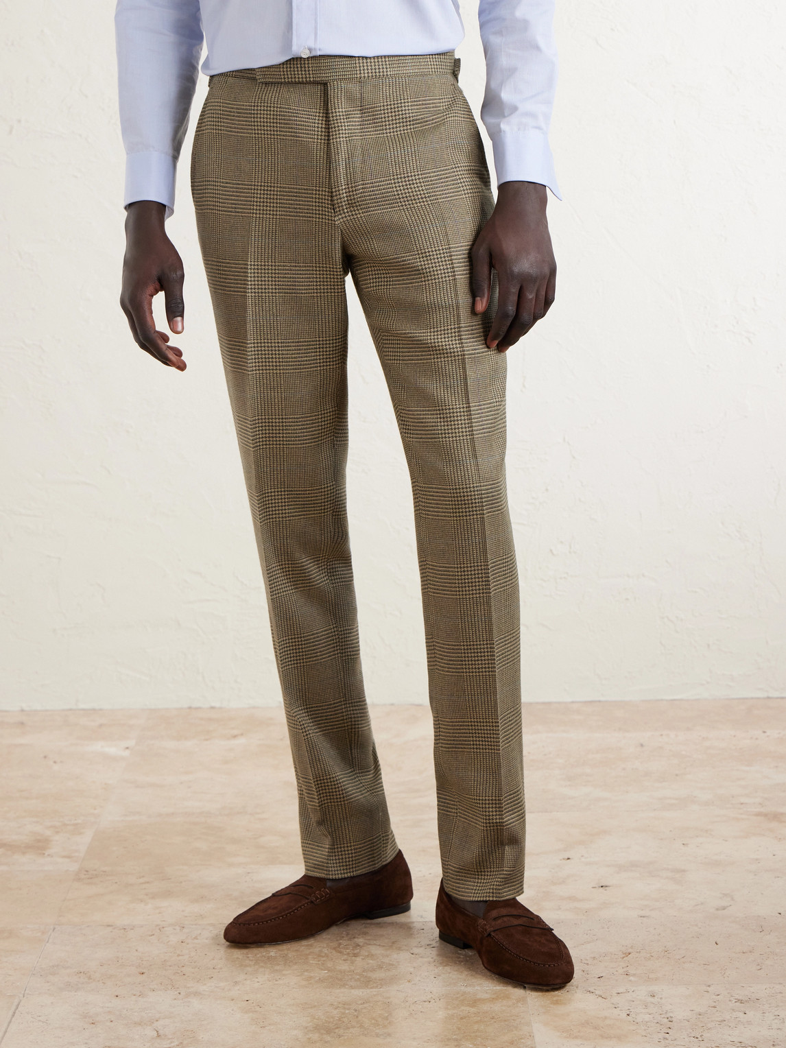 Ralph Lauren Purple Label - Straight-leg Checked Silk, Wool And Cashmere-blend Suit Trousers - Men - Green - Uk/us 34 