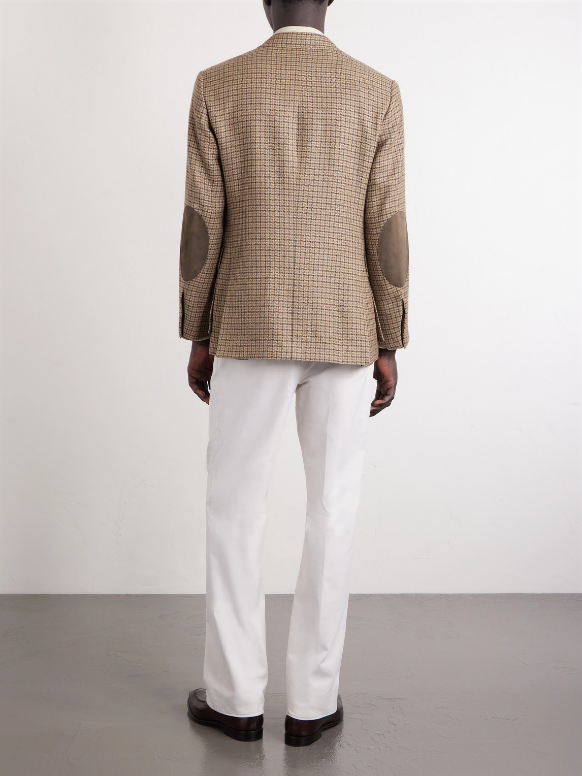  Ralph Lauren Purple Label - Kent Suede-trimmed Checked Linen And Wool-blend Blazer - Men - Brown - Uk/us 38 