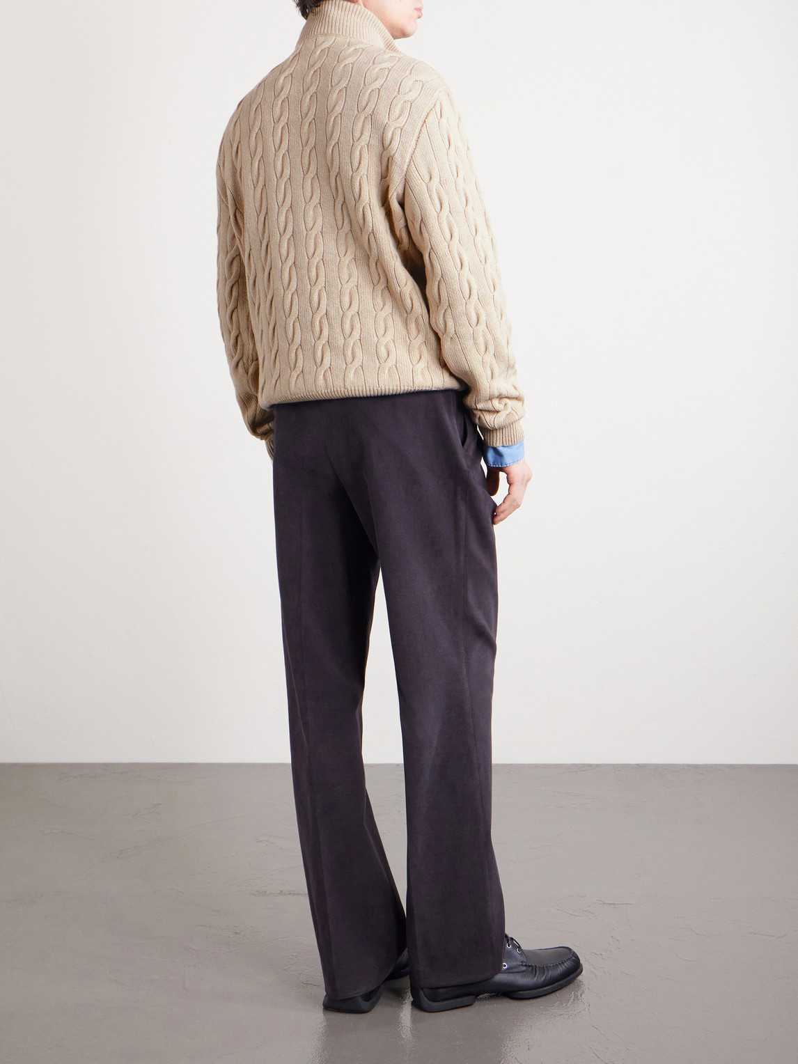 Ralph Lauren Purple Label - Cable-knit Cashmere Sweater - Men - Neutrals - M 