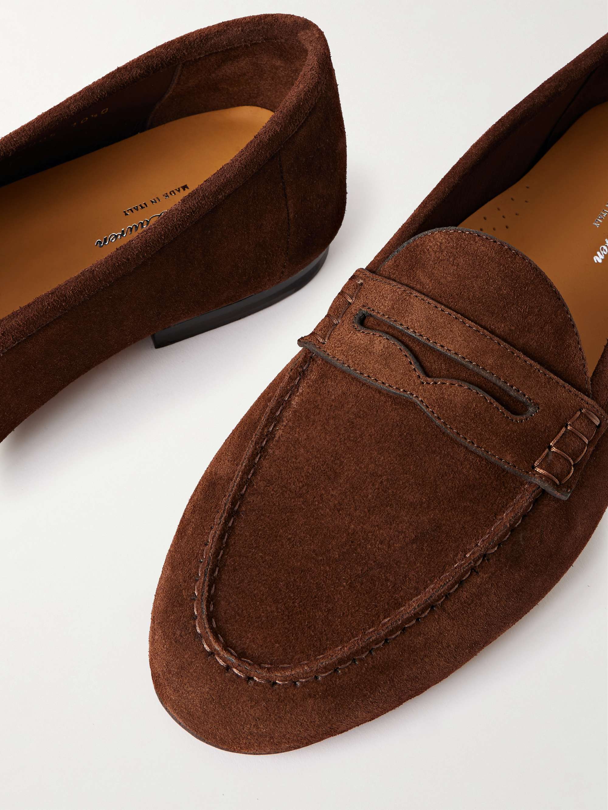美品 Ralph Lauren Purple Label 伊製 シューズ　9.5 RALPH LAUREN PURPLE LABEL Suede Penny Loafers for Men | MR PORTER