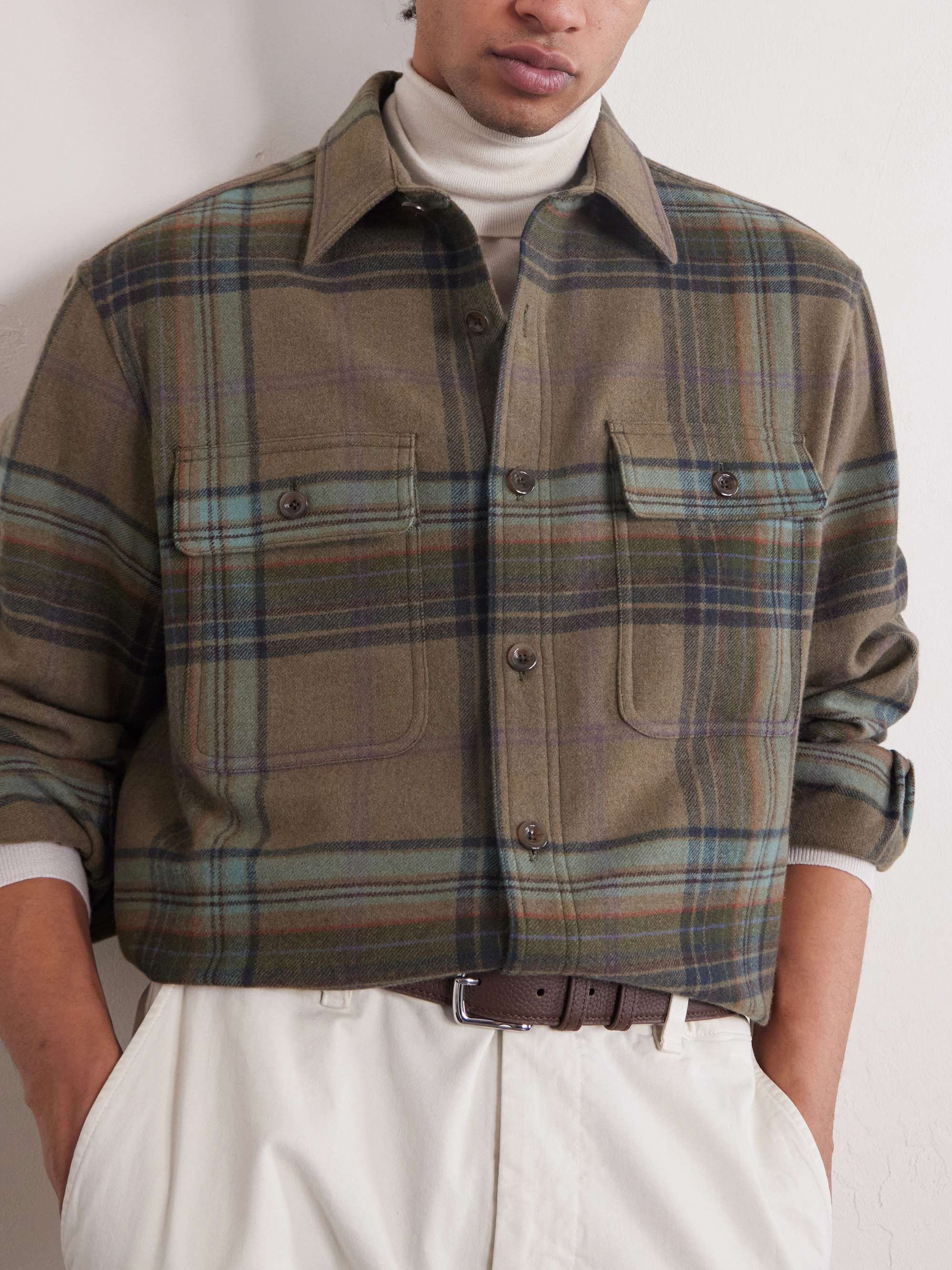 RALPH LAUREN PURPLE LABEL Checked Wool and Cashmere-Blend Flannel