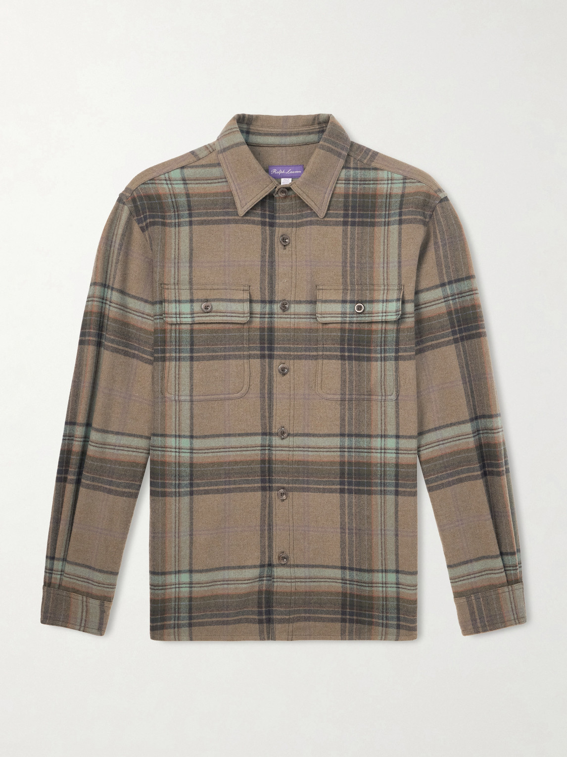 Ralph Lauren Purple Label Ralph Lauren Purple Label - Checked Wool and Cashmere-Blend Flannel Overshirt - Men - Brown - XS aus 100% Wool in Brown