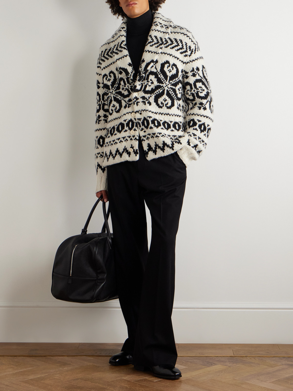 Purple Label - Shawl-Collar Cashmere-Jacquard Cardigan
