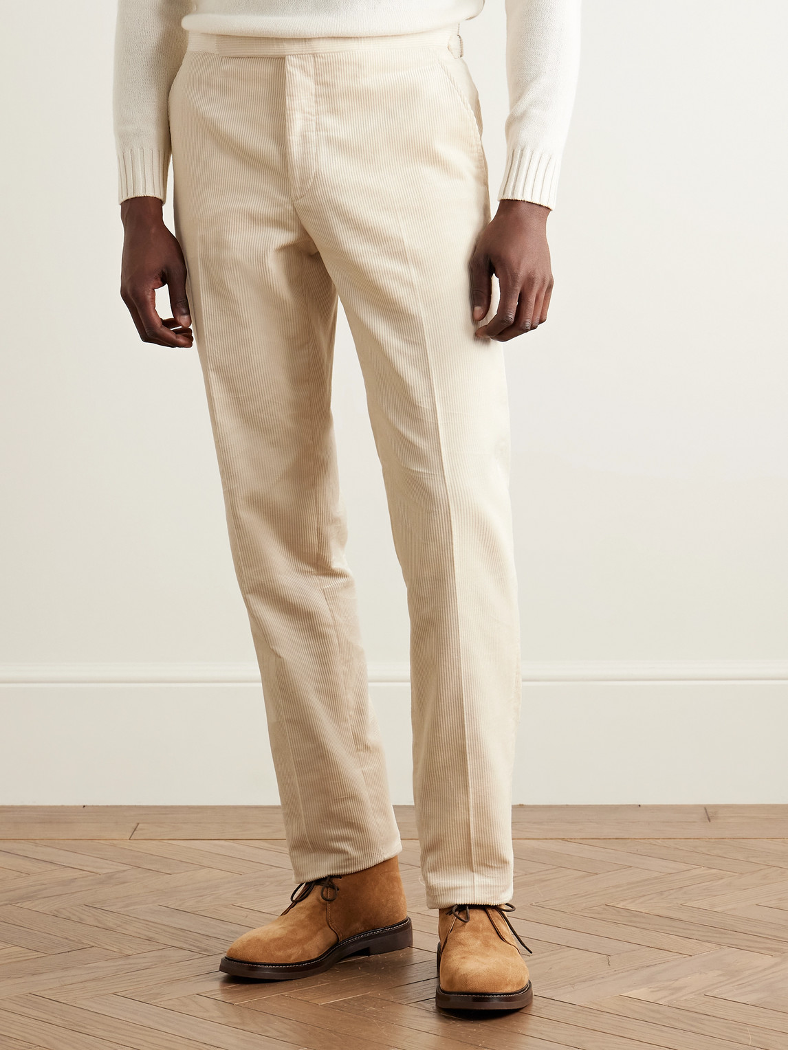 Ralph Lauren Gregory Straight-leg Cotton-corduroy Trousers In Neutral