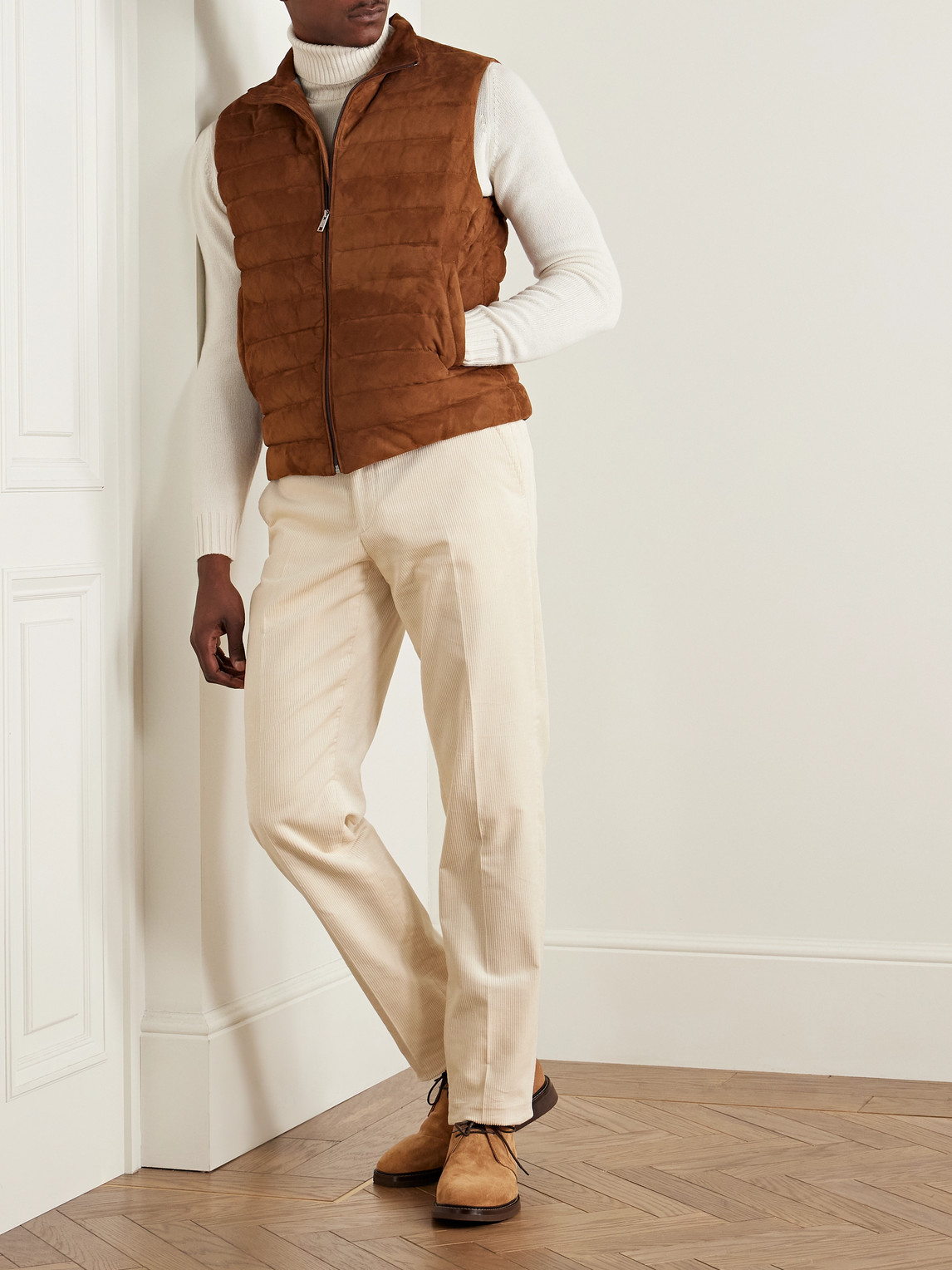 Ralph Lauren Gregory Straight-leg Cotton-corduroy Trousers In Neutral