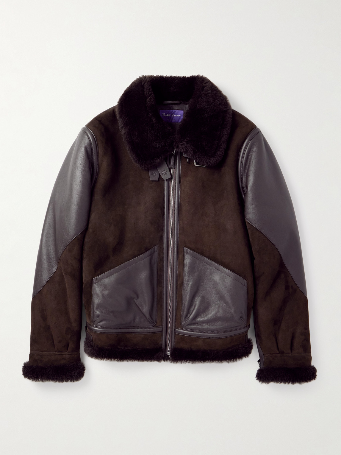 Ralph Lauren Purple Label utton Aviator eather-Trimmed Shearling Jacket - Men