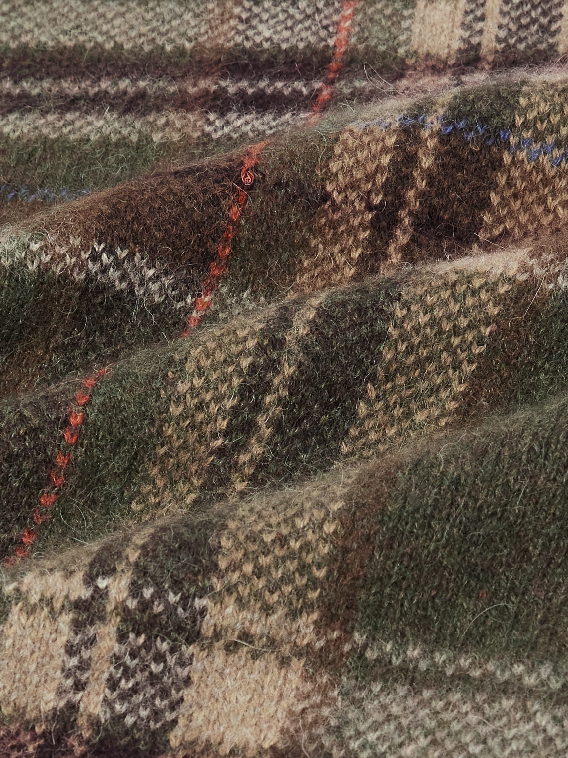 Ralph Lauren Plaid Brushed Wool-blend Sweater In Green