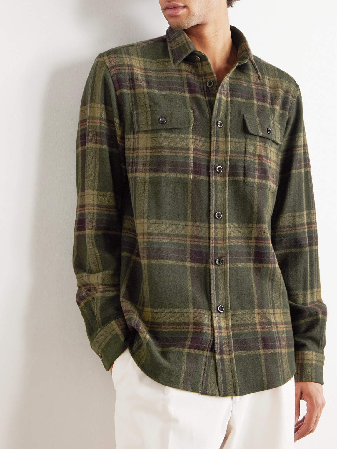 Ralph Lauren Cooper Checked Cashmere-flannel Shirt In Multi