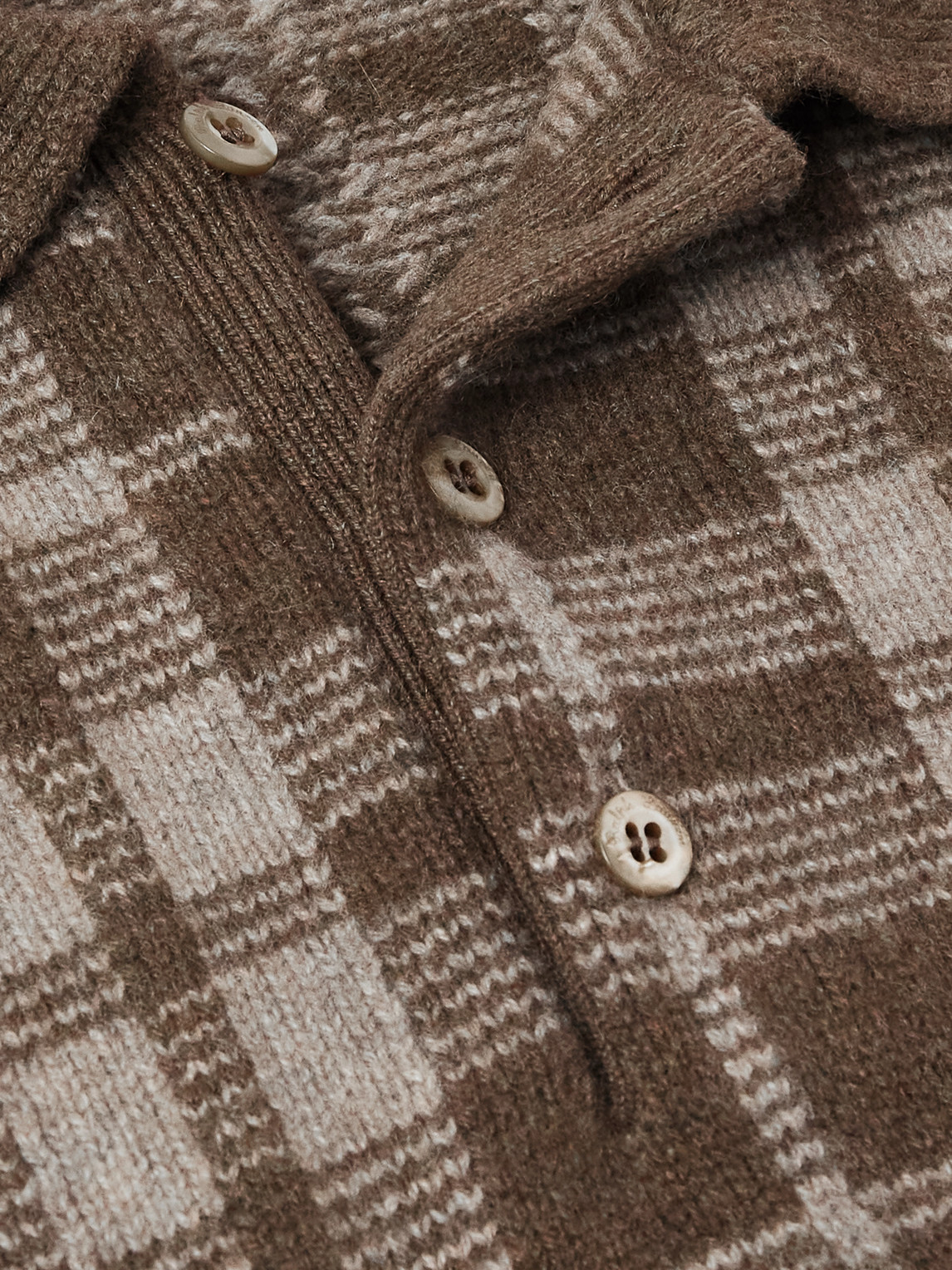 Ralph Lauren Checked Brushed Cashmere Polo Shirt In Brown