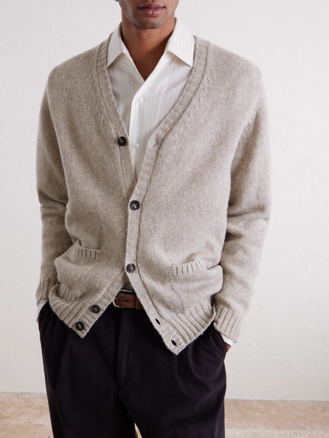  William Lockie - Virgin Wool Cardigan - Men - Neutrals - M 