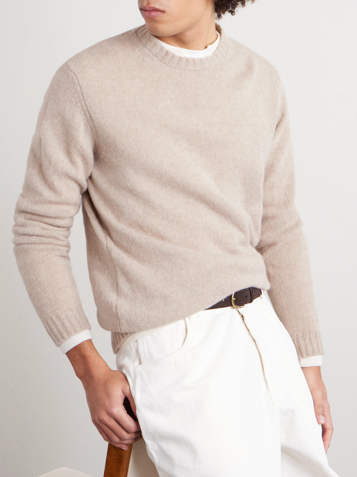  William Lockie - Virgin Wool Sweater - Men - Neutrals - S 