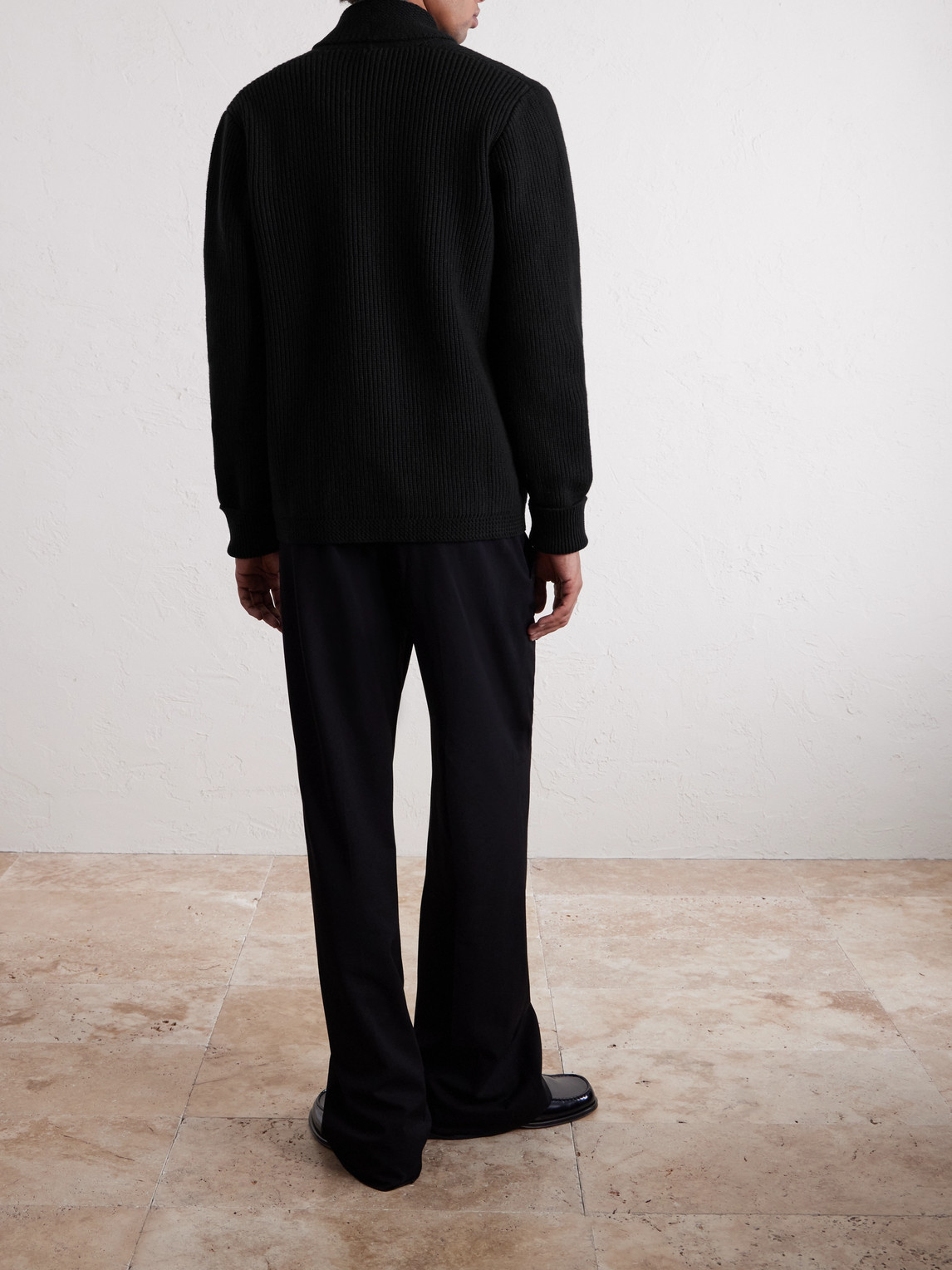  William Lockie - Duncan Shawl-collar Ribbed Merino Wool And Cashmere-blend Cardigan - Men - Black - S 